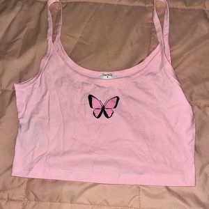 Pink butterfly tank top